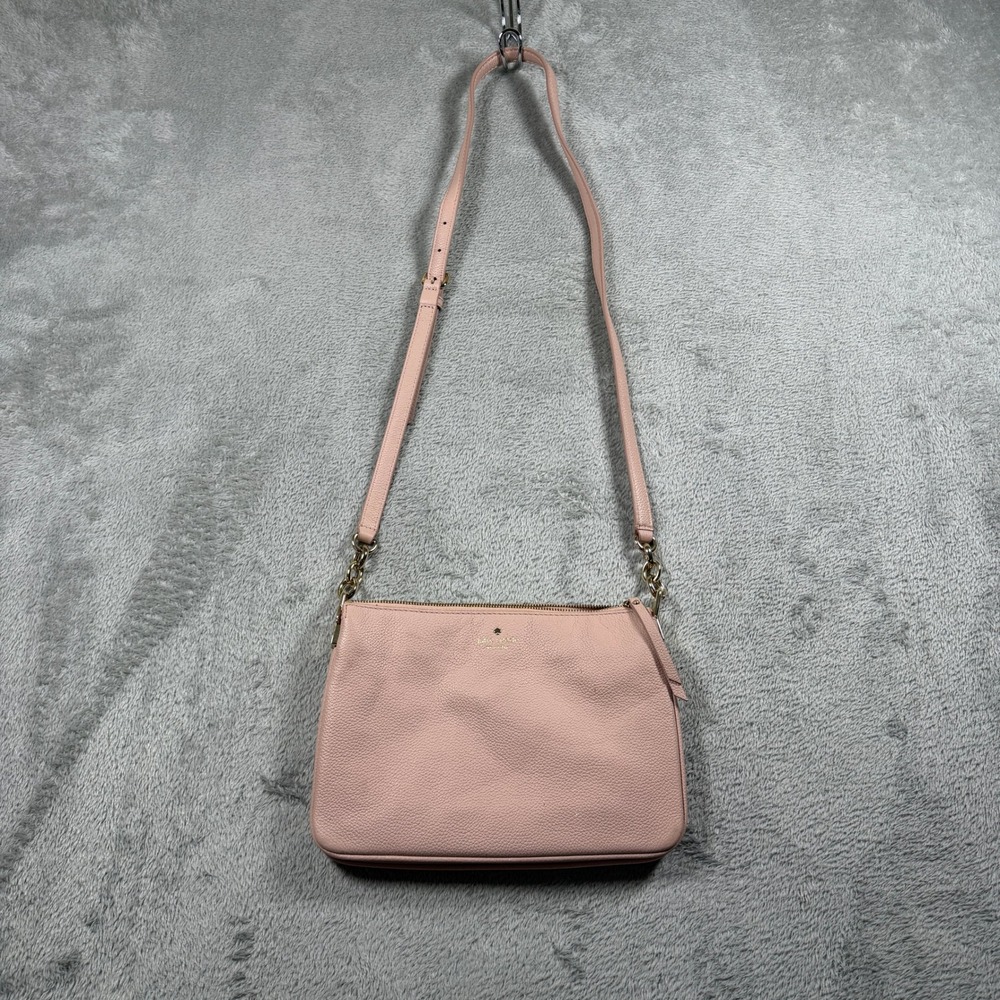 Kate Spade Crossbody Bag Women Small Pink Pebbled Leather Gold Chain Accent